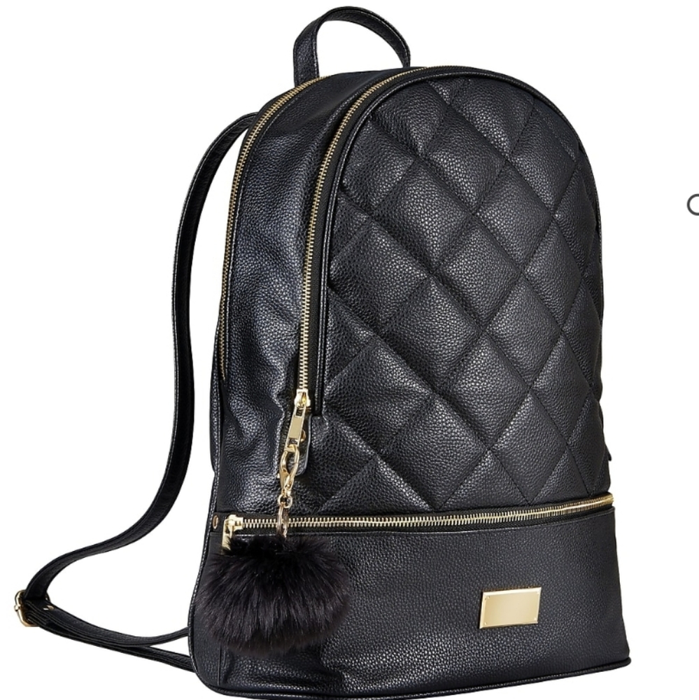 Newbury Quilted Backpack with Tassel, Black NWT